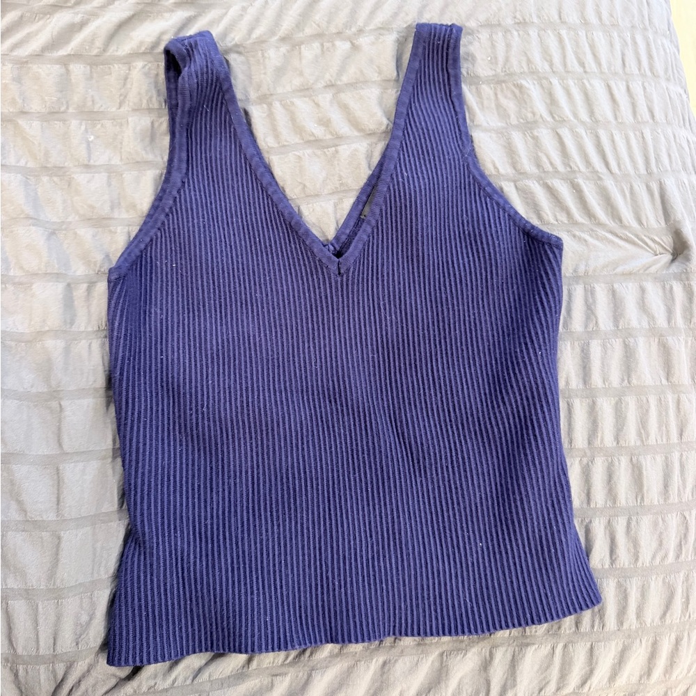 House of Harlow 1960 Ribbed V-Neck Tank Top - Navy